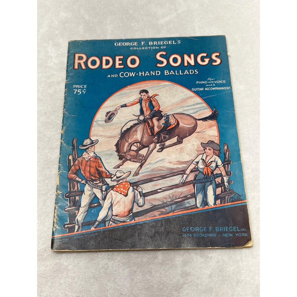 George F. Briegel Rodeo Songs Cow-Hand Ballads 1937 Vintage Sheet‎ Music Book
